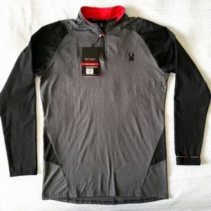 NWT! SPYDER Active Mens LS 1/4 Zip Performance Pullover Shirt - XL / Gray, Black